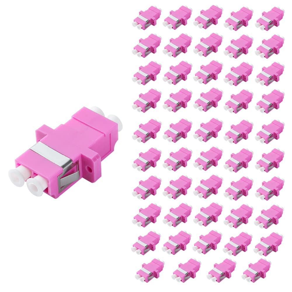 50Pcs LC to LC OM4 Fiber Cable Optical Coupler Duplex Adapter Connector