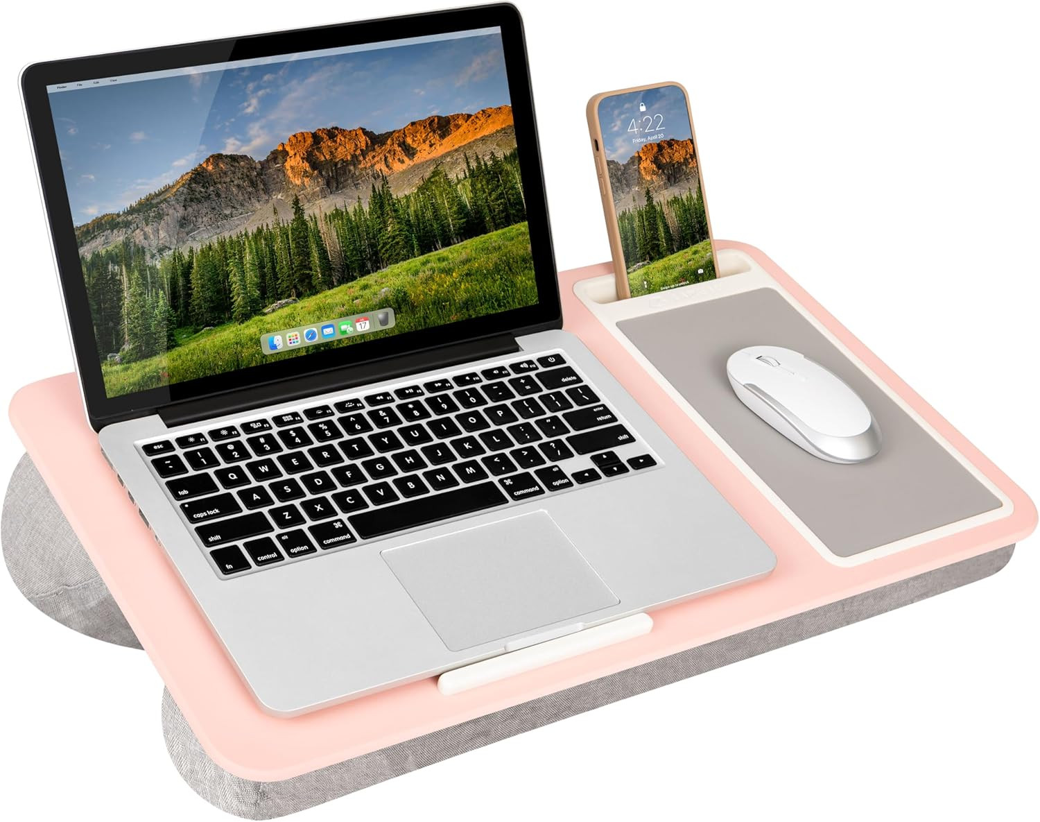 LapGear Home Office Lap Desk Pink Fits 15.6 Inch Laptops Mouse Pad Slot
