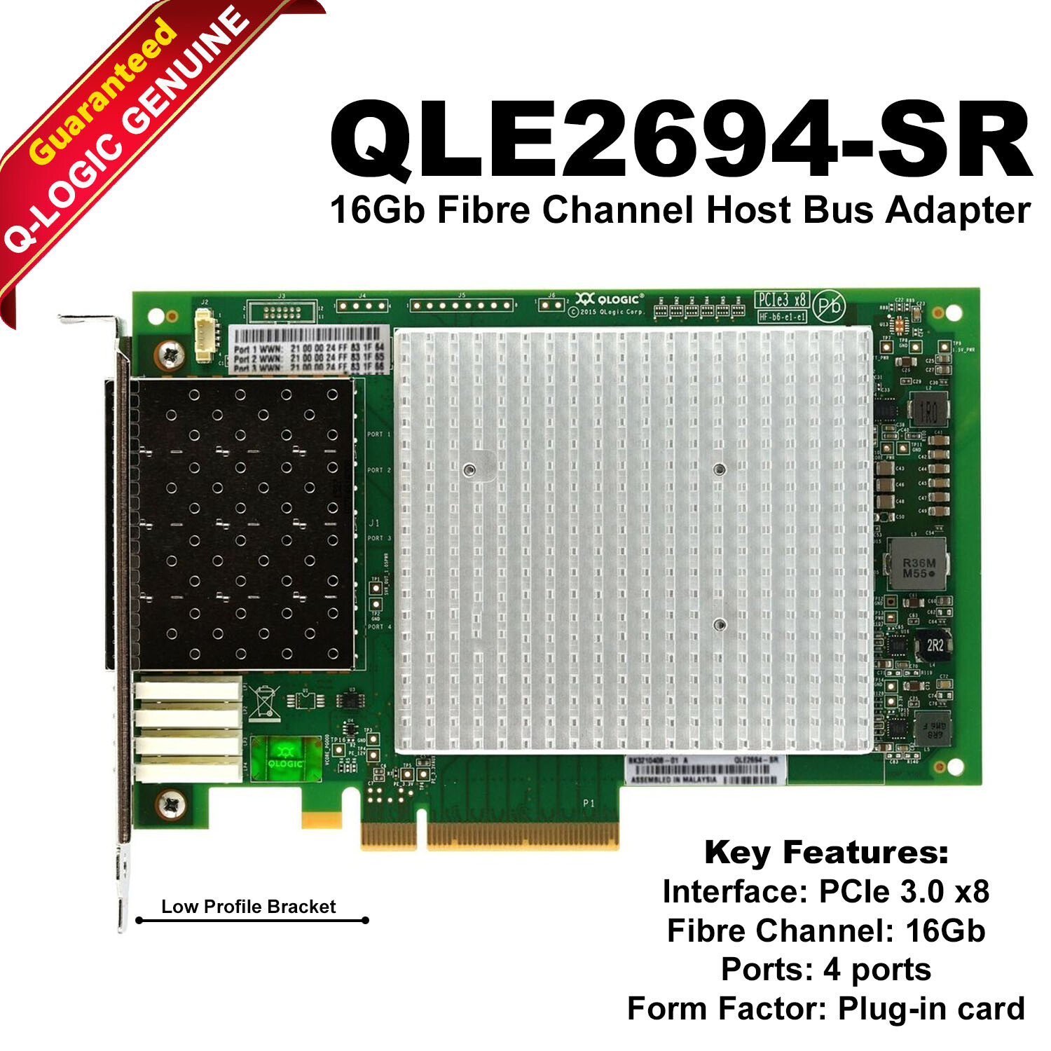 U85037 QLogic QLE2694SR 16Gb Quad Port FC PCIe Gen3 x16 HBA Card High Pe G1N
