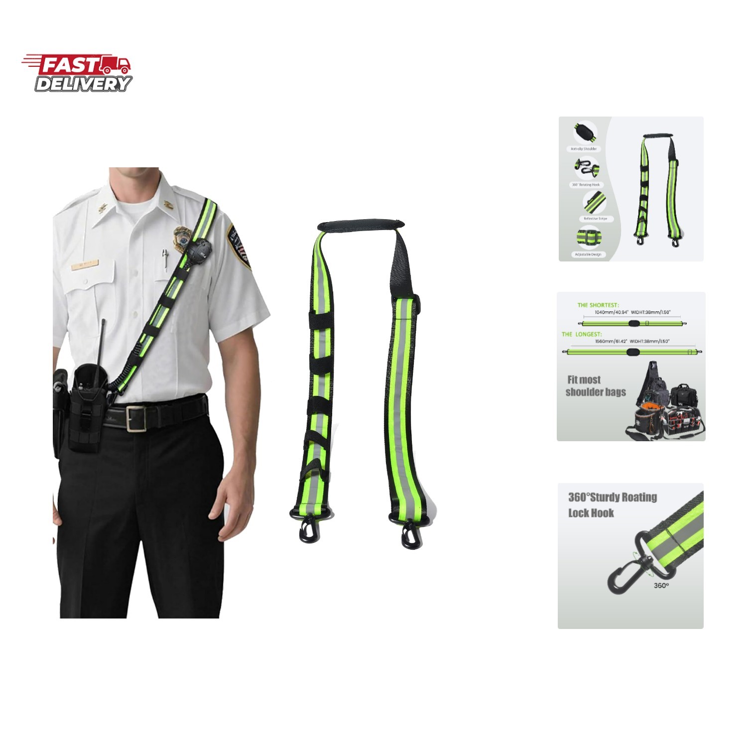 Reflection Ergonomic Shoulder Strap with Cushioned Pad, Durable Rotating Hook...