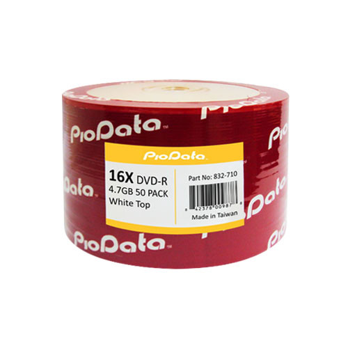 50 PC PioData 16X 4.7 GB DVD-R White Top non-printable Disc Blank Media 832-710