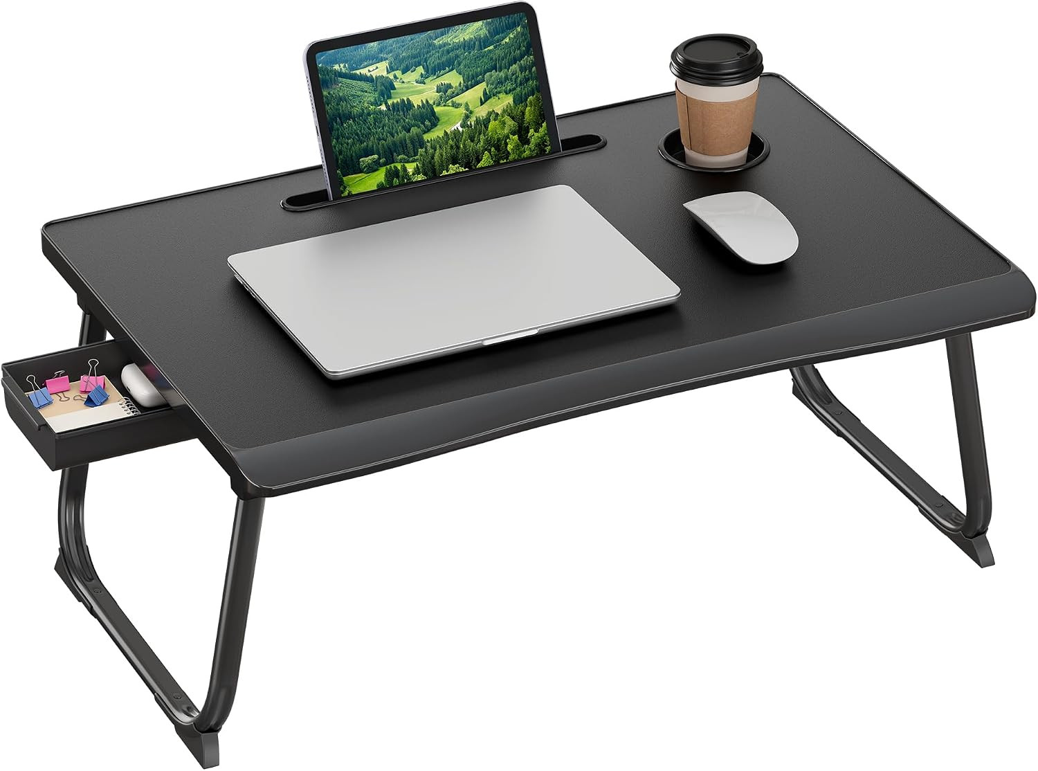 Foldable Lap Desk, Portable Bed Desk Table Tray W/Cup Holder Tray