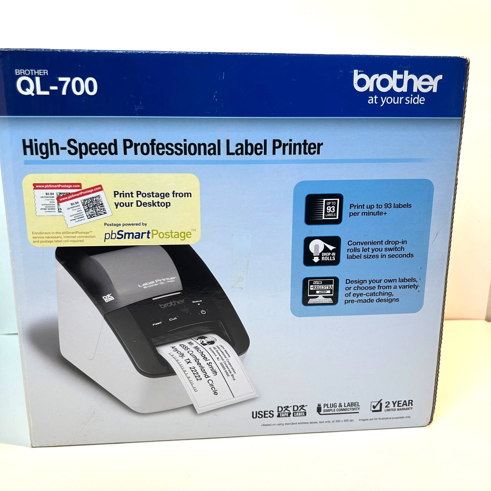 Brother QL-700 High Speed Thermal Label Printer USB New Open Box.