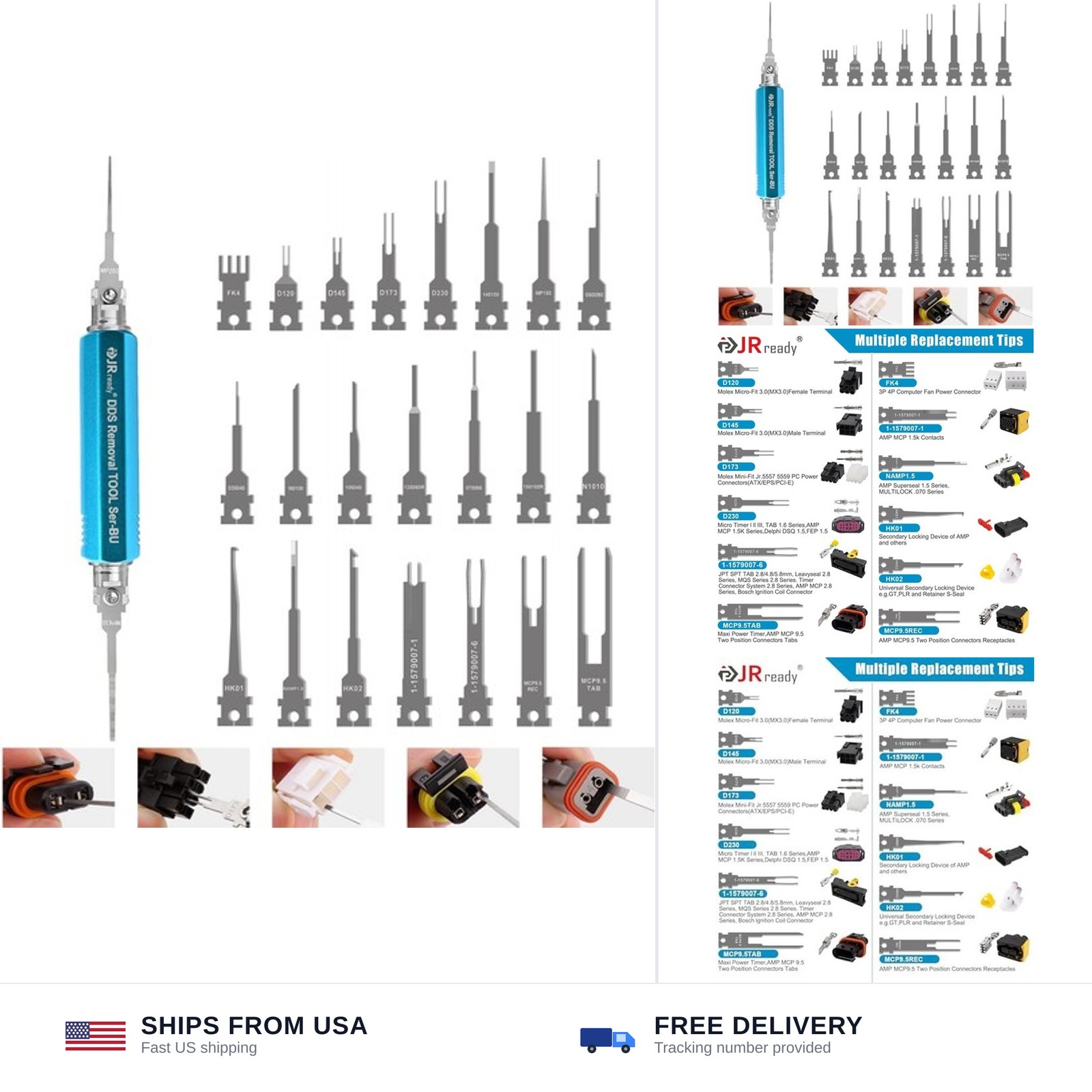 JRready ST5349 Pin Removal Tool Kit, 24PCS Replacement Pin Extractor Tools, C...