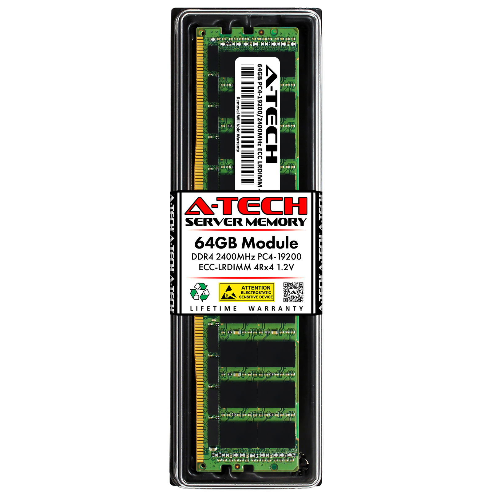A-Tech 64GB 4Rx4 PC4-19200 DDR4 2400 ECC Load Reduced LRDIMM Server Memory RAM
