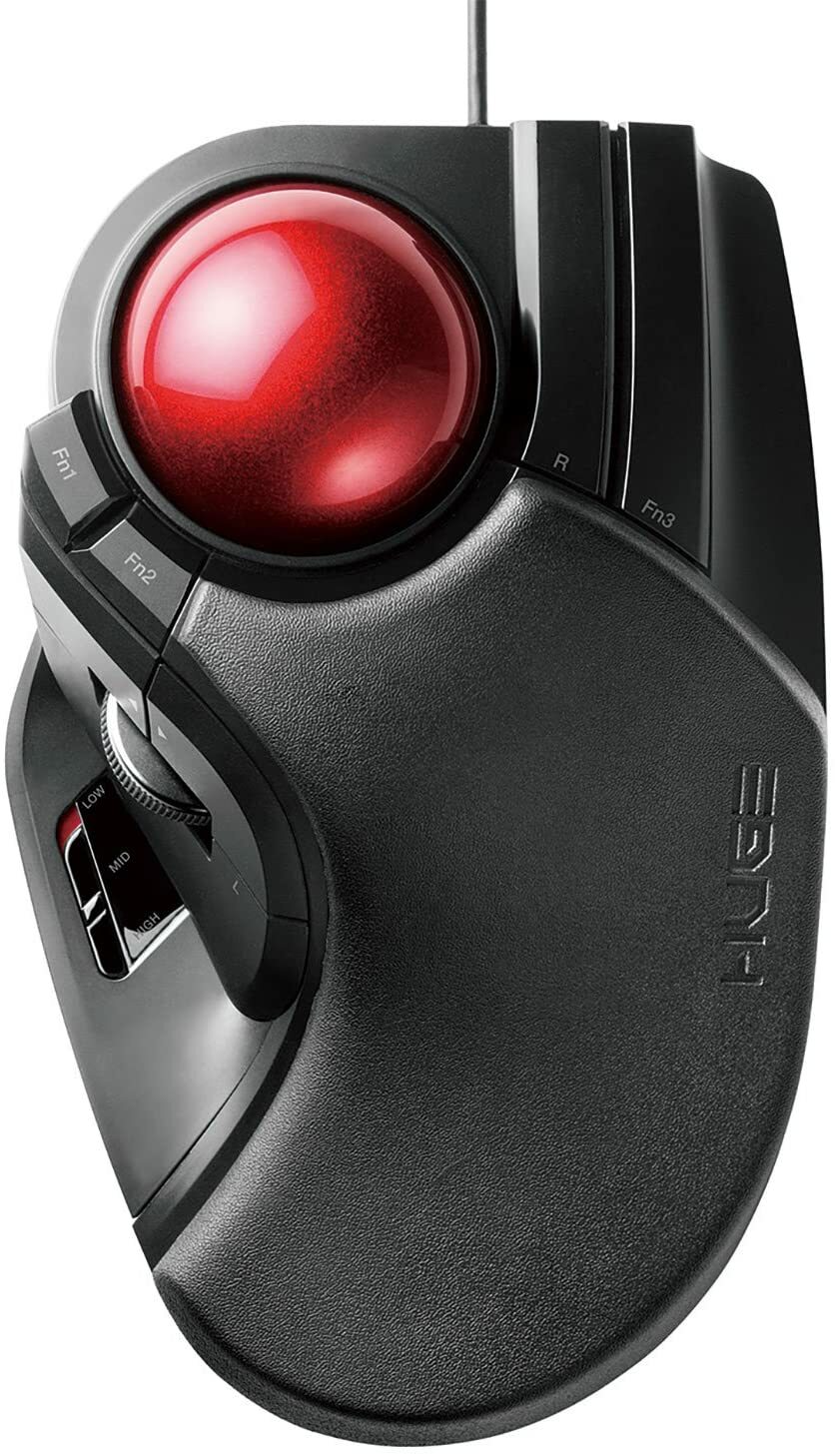 Elecom M-HT1URBK Trackball 8 buttons Mouse HUGE Wired Japan new 