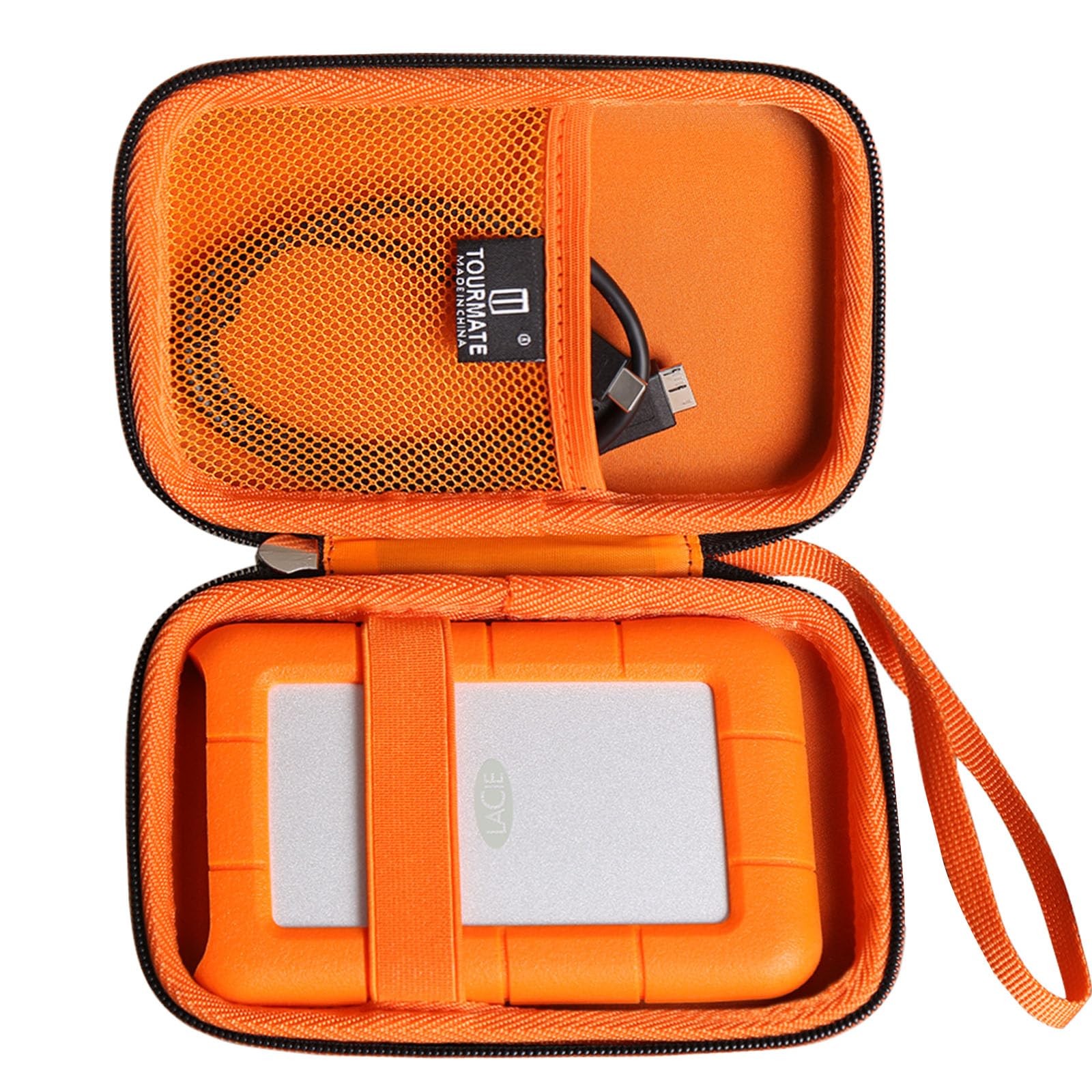 Tourmate Hard Case Compatible for LaCie Rugged Mini 1TB/ 2TB/ Black & Orange