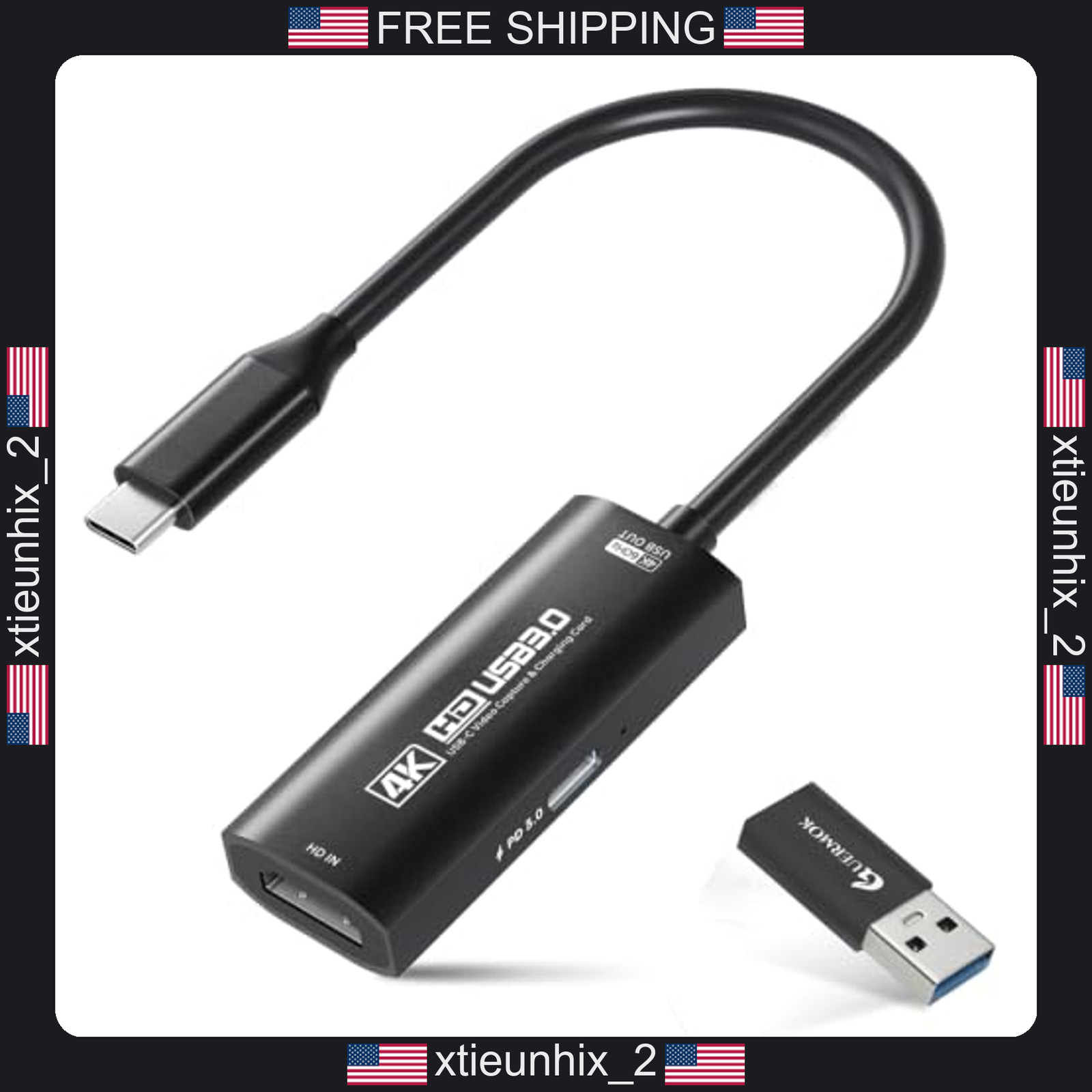 4K HDMI Capture Card with USB 3.0, PD 100W Charging, 60FPS