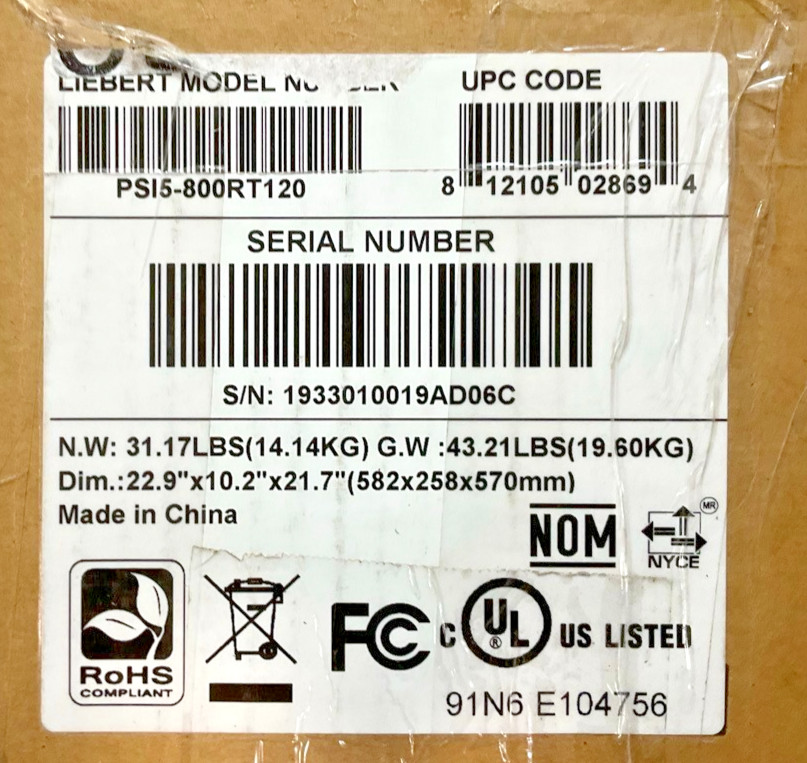 Vertiv Liebert PSI5 800VA 120v PSI5-800RT120 ✅❤️️✅❤️ NEW OPEN BOX ✅❤️️✅❤️