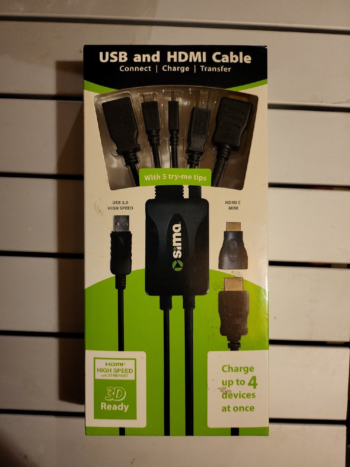 Sima SUO-1080P USB Multi Cable with HDMI - Black - HDMI USB Transfer Charge