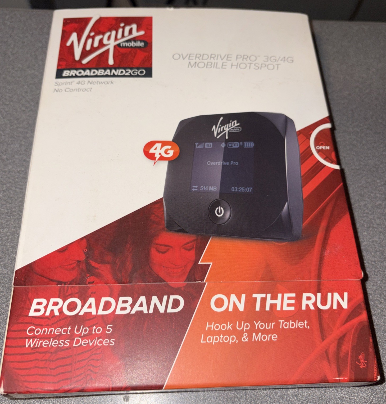 BRAND NEW Virgin Mobile Overdrive Pro 3G/4G Mobile Hotspot Broadband 2Go