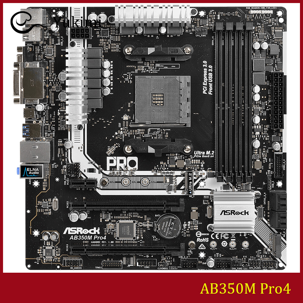 FOR ASROCK AB350M Pro4 AMD 64GB VGA HDMI DVI Micro ATX Motherboard Test OK