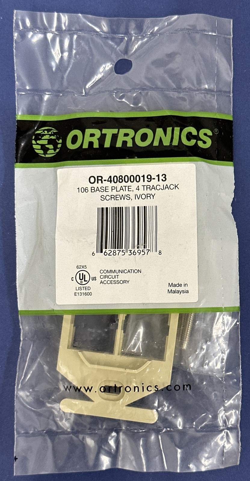 *NOS* ORTRONICS 106 BASE PLATE 4 TRACJACK SCREWS IVORY OR-40800019-88 (QTY-7)