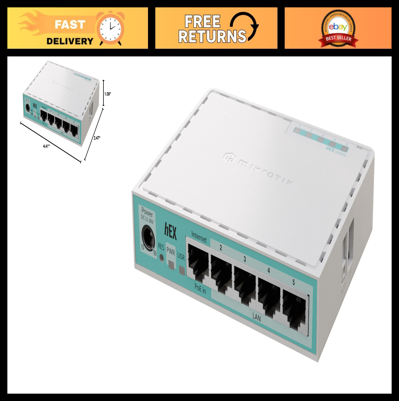 5-Port Gigabit Router with 512MB RAM, High-Speed Internet, Home/Office Use