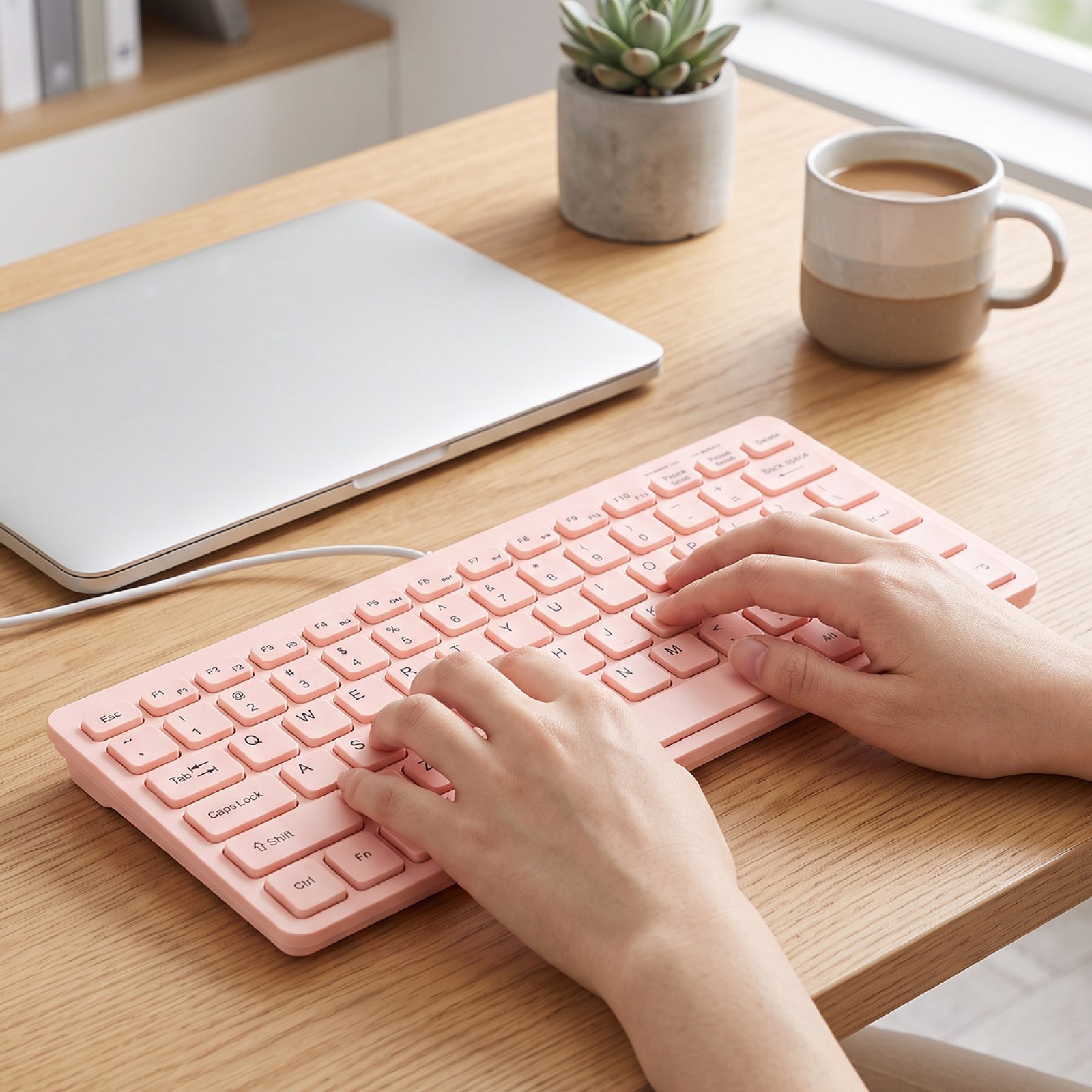 Korean Keyboard USB Wired Silent Slim Hangul Small 78 Keys Keyboard For PC FQJS