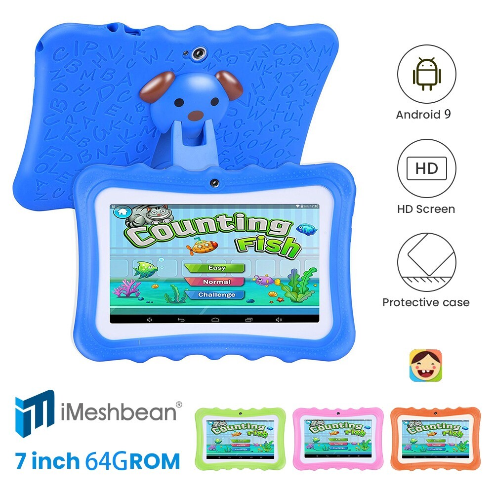 Android 9.1 64GB 7"  Tablet PC For Kids Quad-Core Dual Cameras WiFi Bundle Case