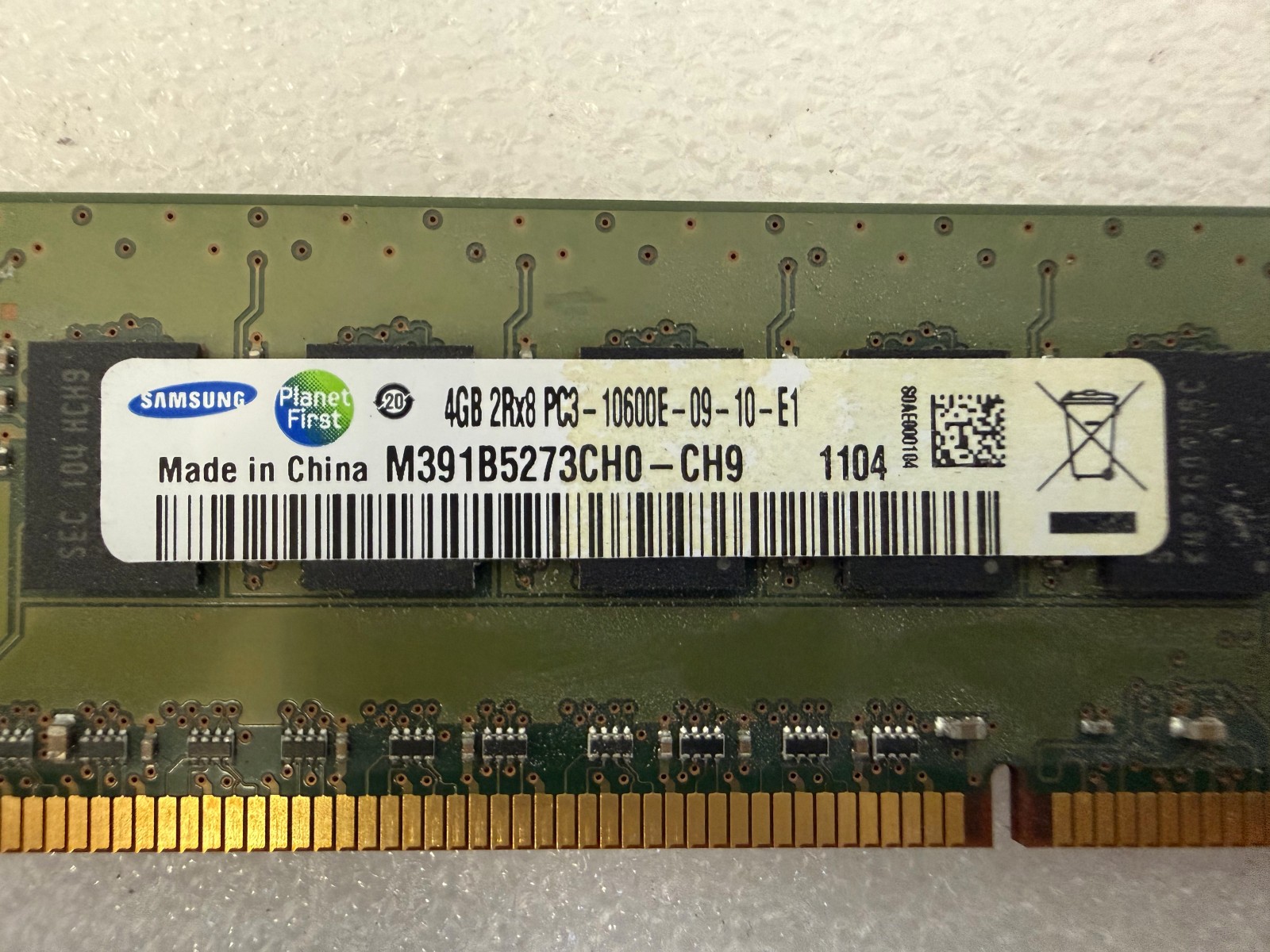 Samsung 4GB DDR3 RAM PC3-10600E ECC Unbuffered M391B5273CH0-CH9