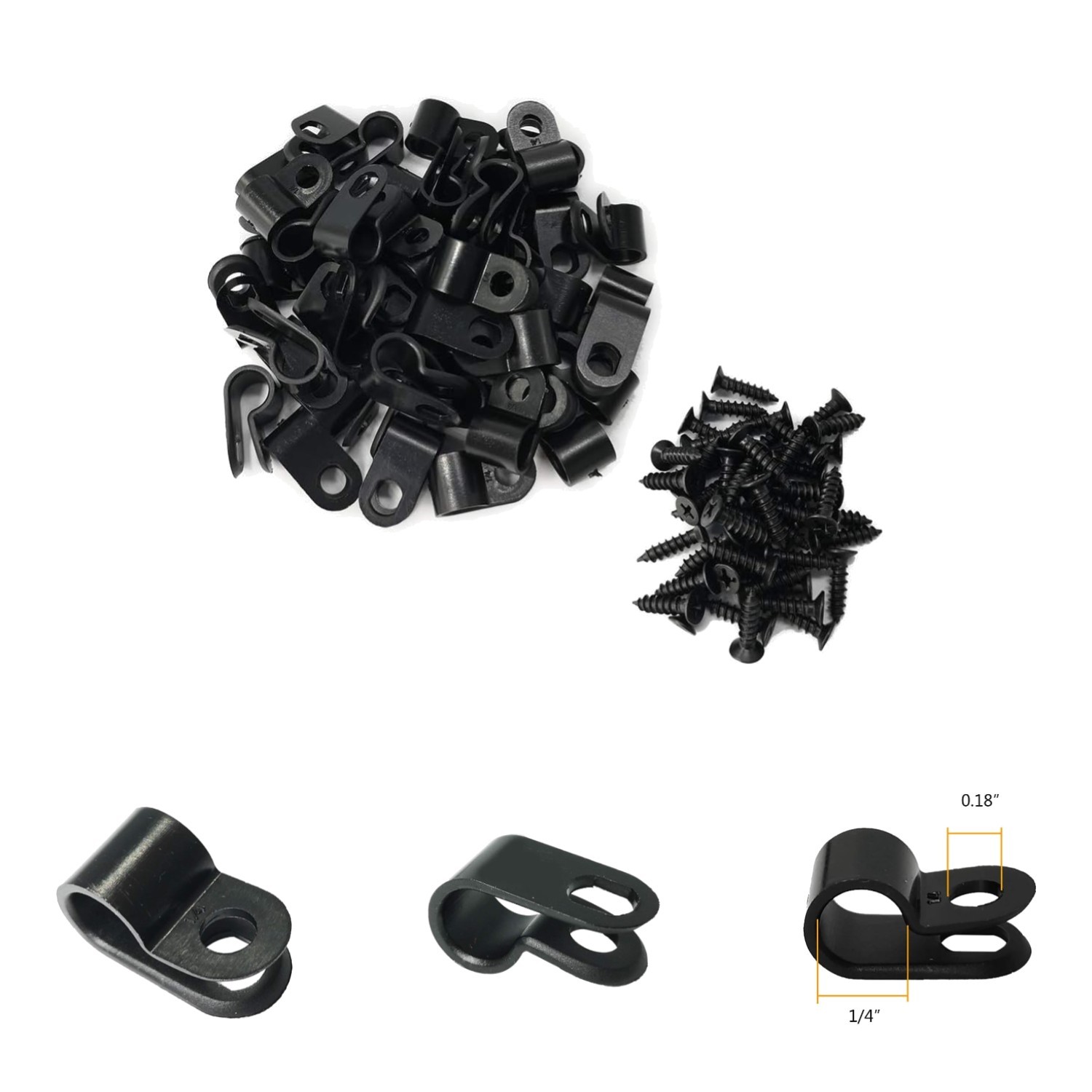 Versatile Wire Clamp Set - 1/4 Inch R-Type Clips for Secure Cable Management