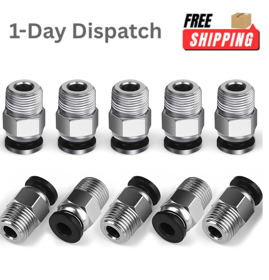 10PCS PC4-M10 PTFE Tube Connector Fittings Bowden Coupler for 3D Printer