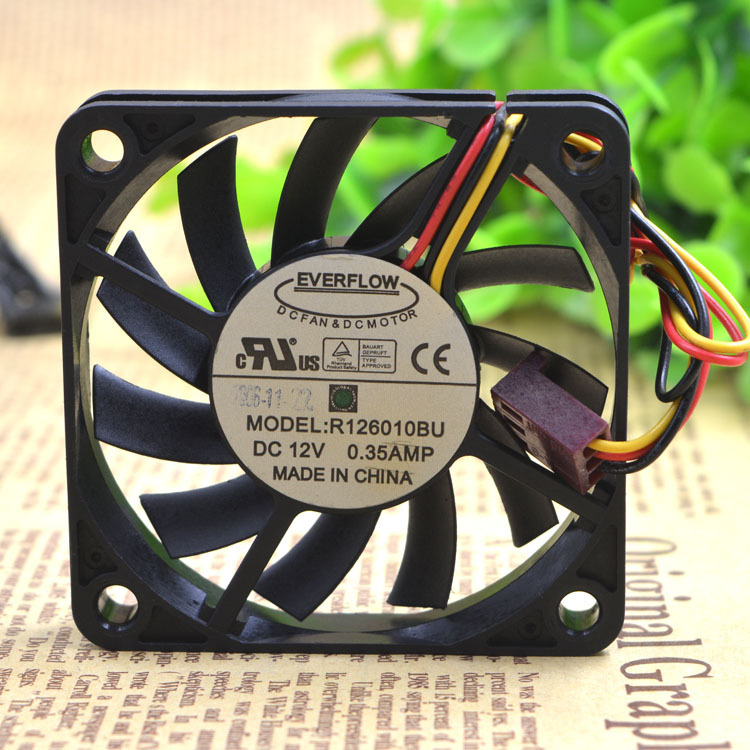 2pcs EVERFLOW R126010BU 6010 6CM 12V 0.35A Double ball bearing cooling fan
