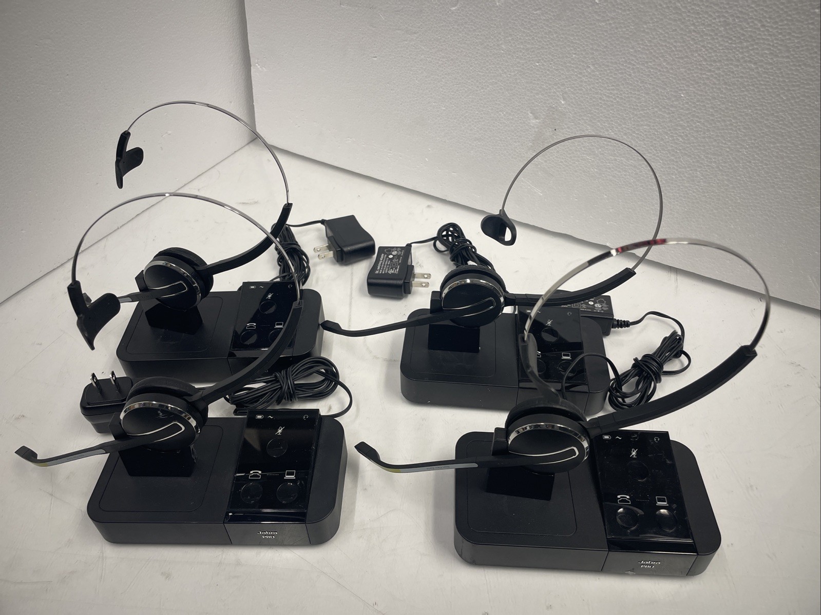 4X JABRA  9400BS Wireless Headset Charging Base+adapter+headset +