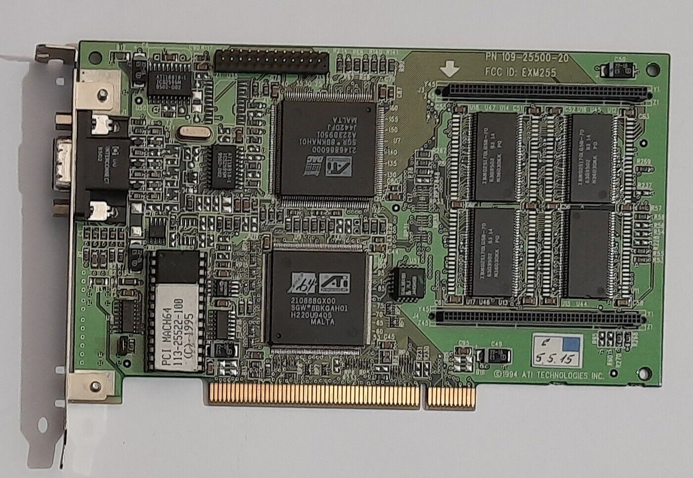 ATI Graphics Pro Turbo PCI Graphics Card (ATI Mach64GX, 2MB, EXM255, Retro, 1995)