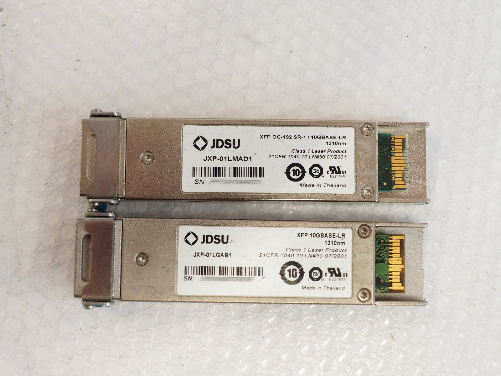 Mixed lot of 2 x JDSU JXP-01LMAD1 JXP-01LGAB1 XFP 10Base-LR 1310nm Transceivers
