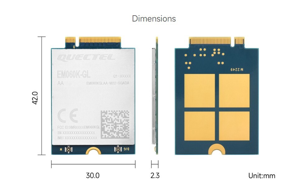 Quectel EM060K-GL Module LTE-A Cat 6 module with M.2 Form Factor, Multi-band