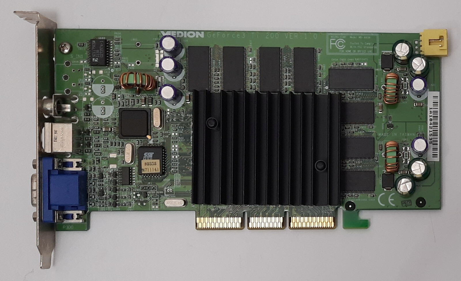 MSI MS-8838 AGP Graphics Card (GeForce3 Ti200, 64MB, TV out, Medion, retro, 2001)