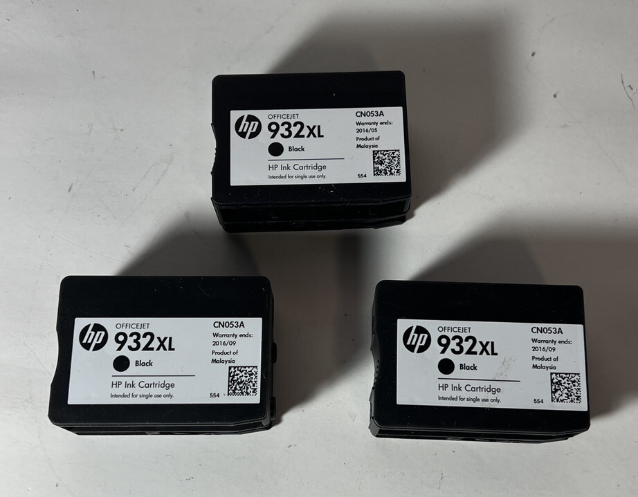 Lot 3 Genuine HP 932XL High Yield Ink Cartridge Black Not Working Exp 2016/09