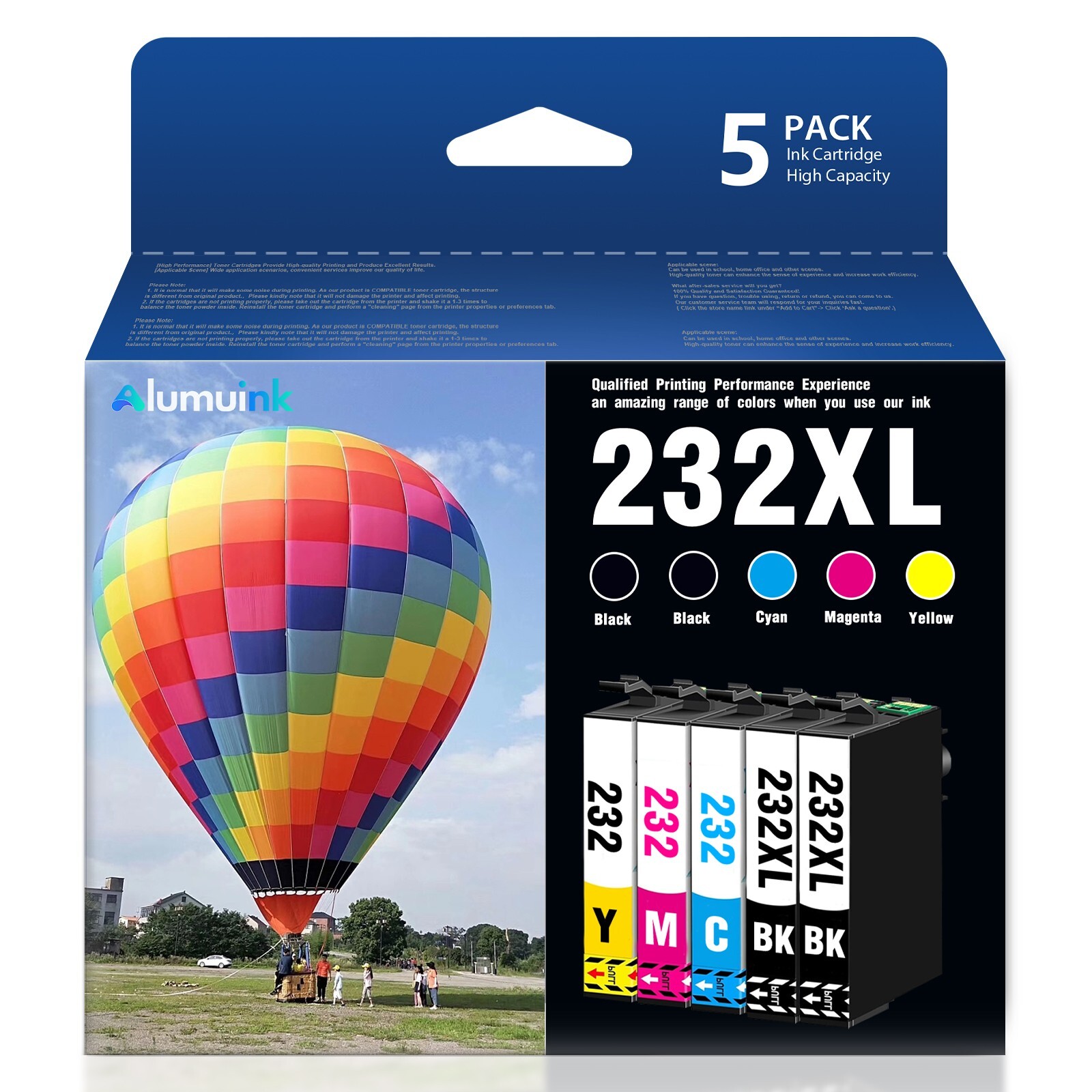232XL Ink Cartridges Compatible for Epson XP-4205 XP-4200 WF-2930 (5-Pack)