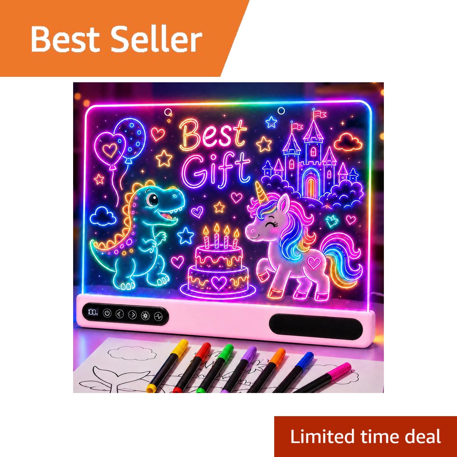 Miferdin 16" LED Drawing Board Pink