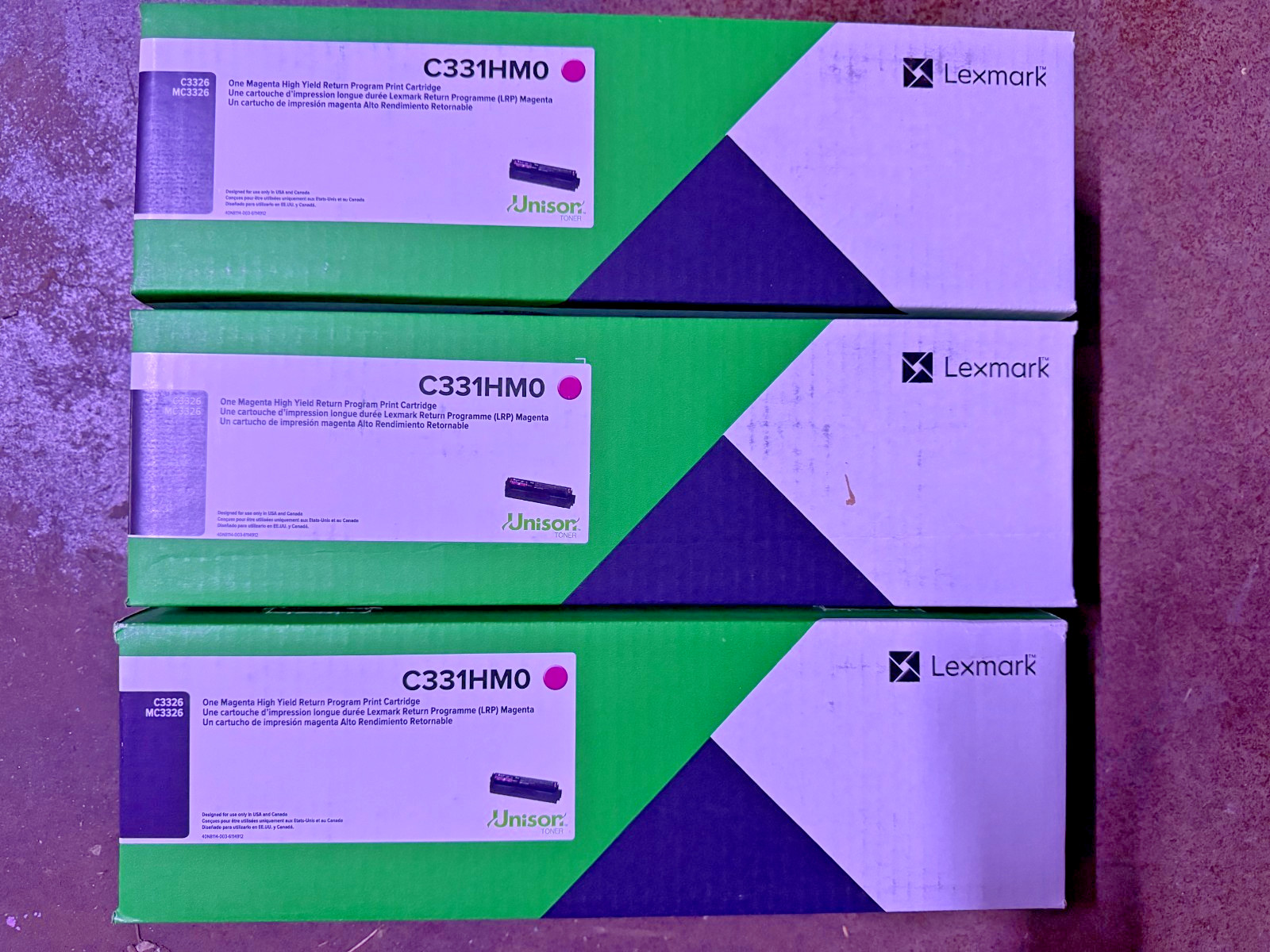 Genuine Lexmark C331 Color Toner Set C331HM0 Magenta Lot of 3 NEW