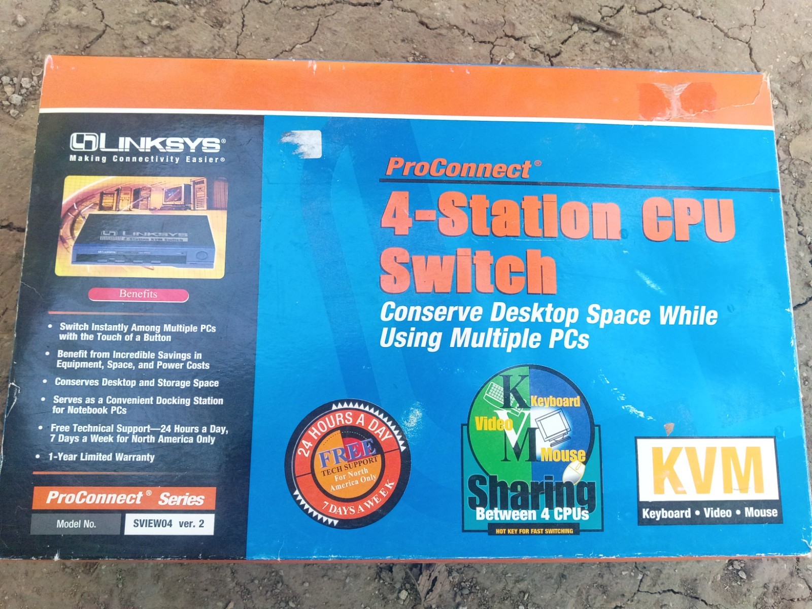 Linksys SVIEW04 ver. 2 4-Port KVM Switch Box Powered PS/2 VGA 1:4