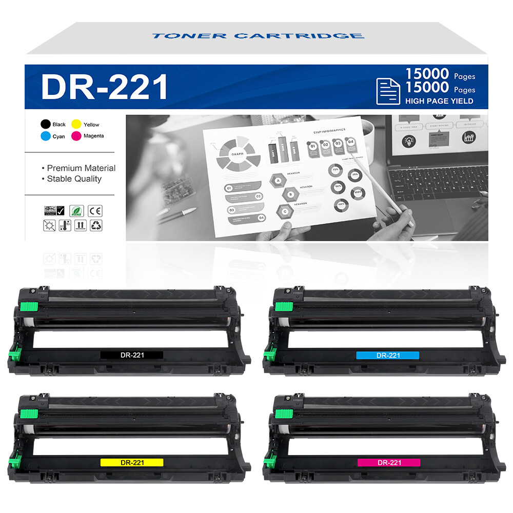 4 PCS DR-221CL Drum Unit Compatible With Brother HL-3140CW HL-3170CDW MFC-9130CW