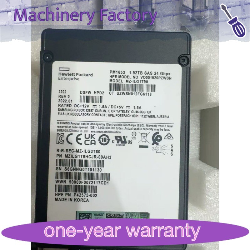 New HPE PM1653 1.92TB SAS 24Gbps 2.5-inch Enterprise Solid State Drive