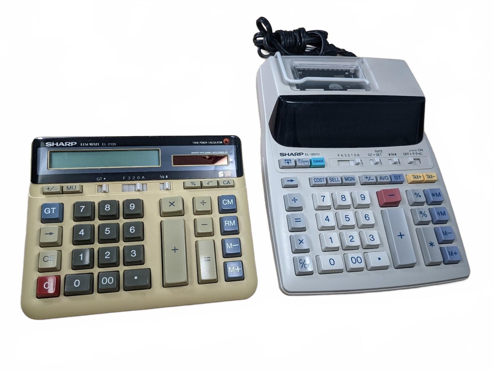 Sharp Elsi Mate EL-2135 & EL-1801V Printing Calculators China Paper Roll Printer