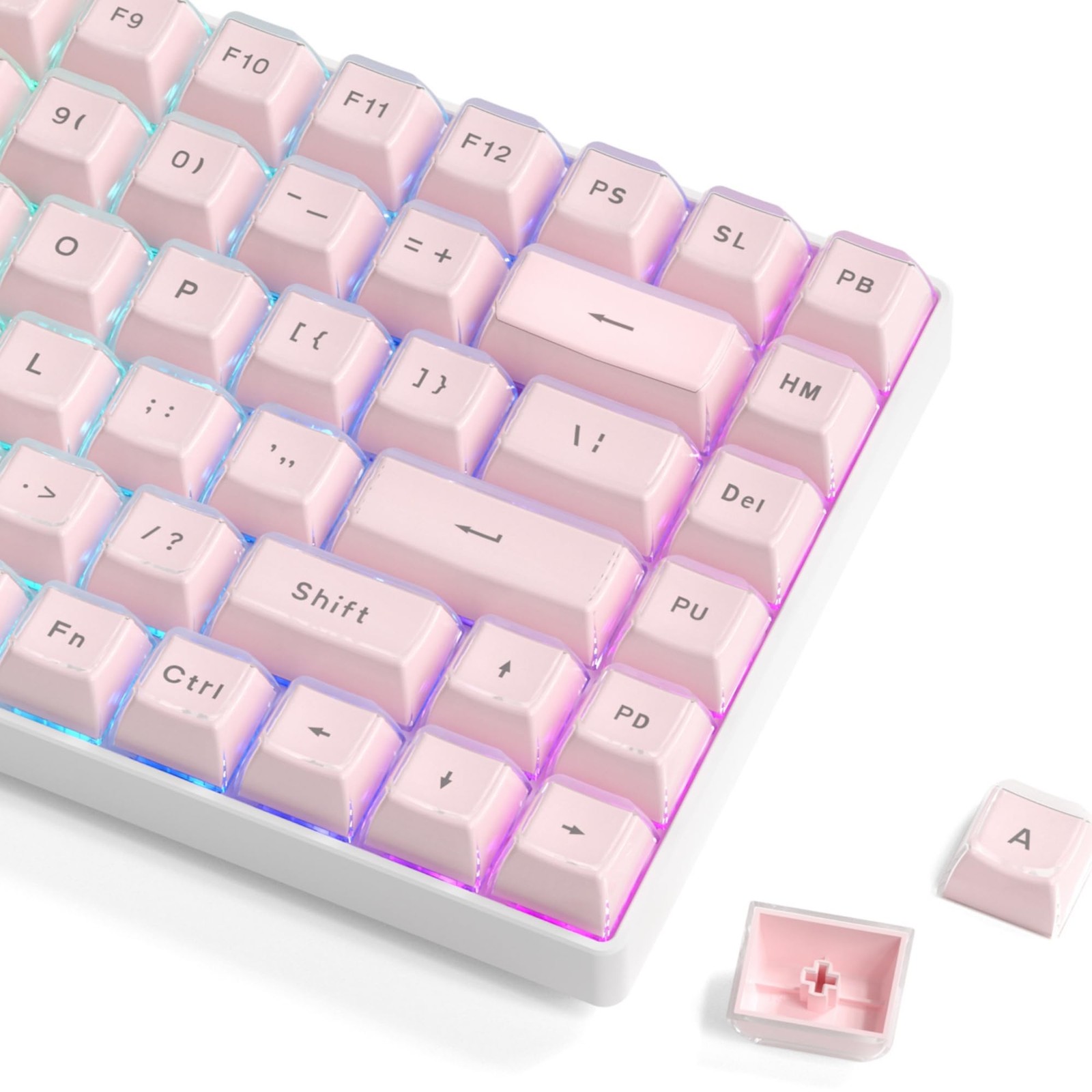 Pink Jelly Keycaps Shine Through OEM Profile Keycap Set 113Key