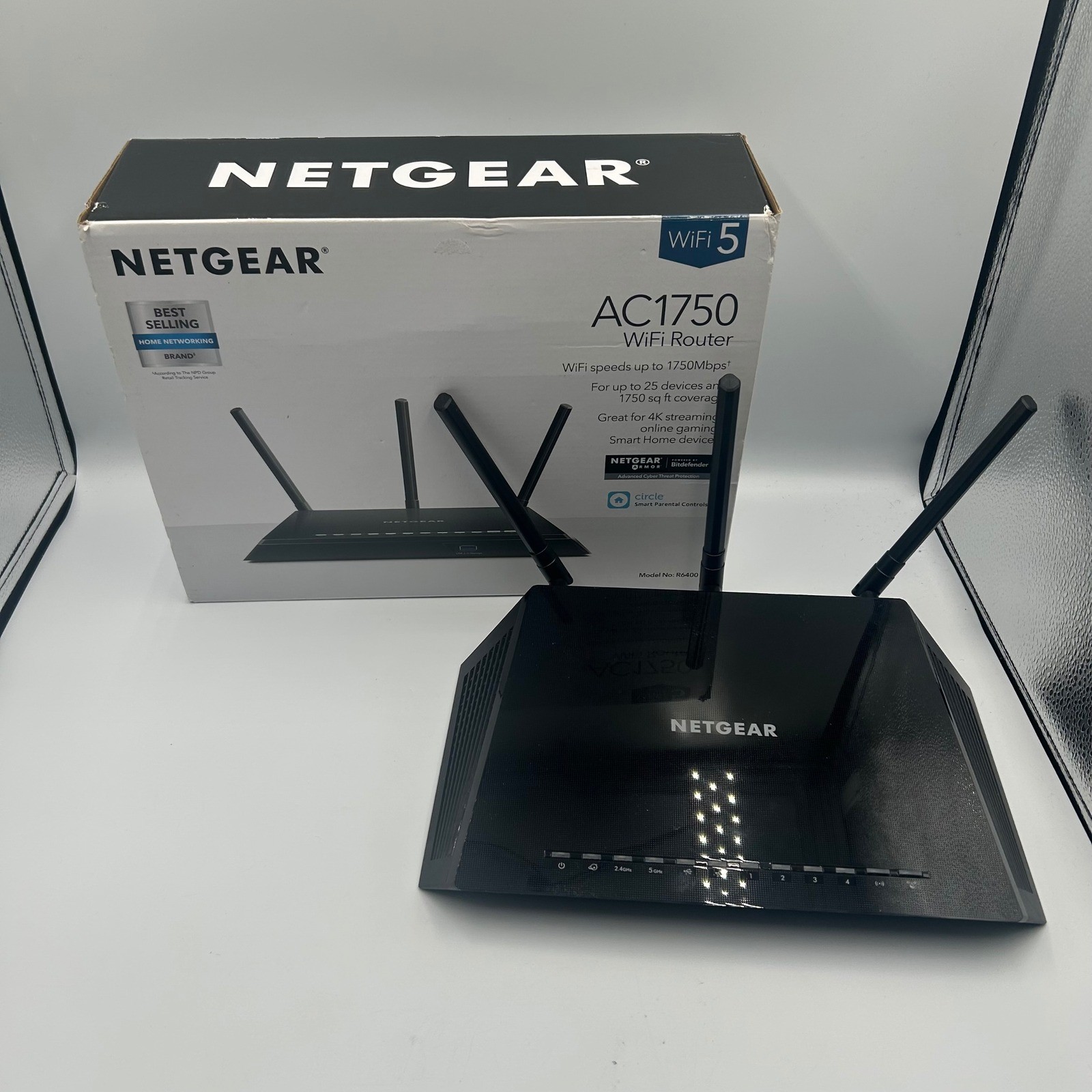 NETGEAR WiFi Router Black AC1750 Smart Dual Band Model R6400v2 Tested