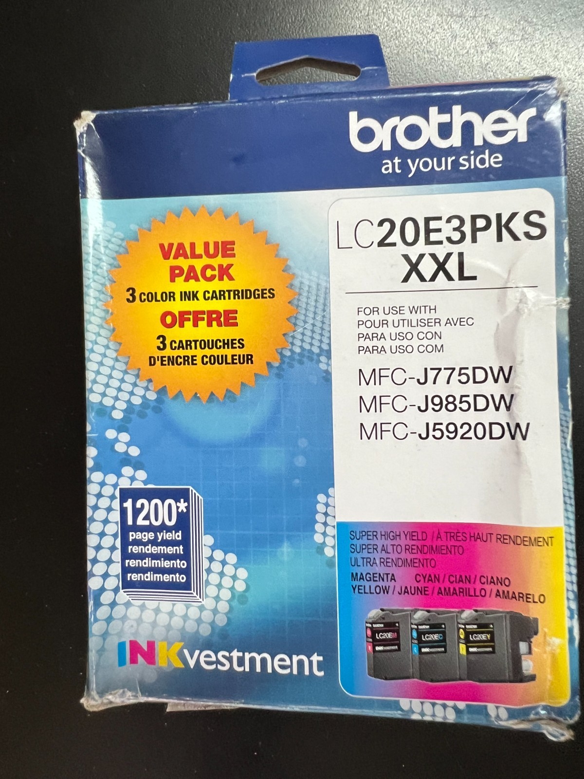Brother LC20E3PKS XXL Super High Yield Color Ink Pack 3607/OB