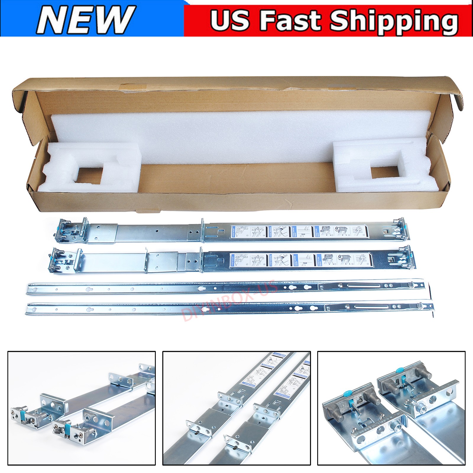 Dell PowerEdge R420 R620 R630 R440 R640 R740 1U Static Ready Rails Kit 053D7M