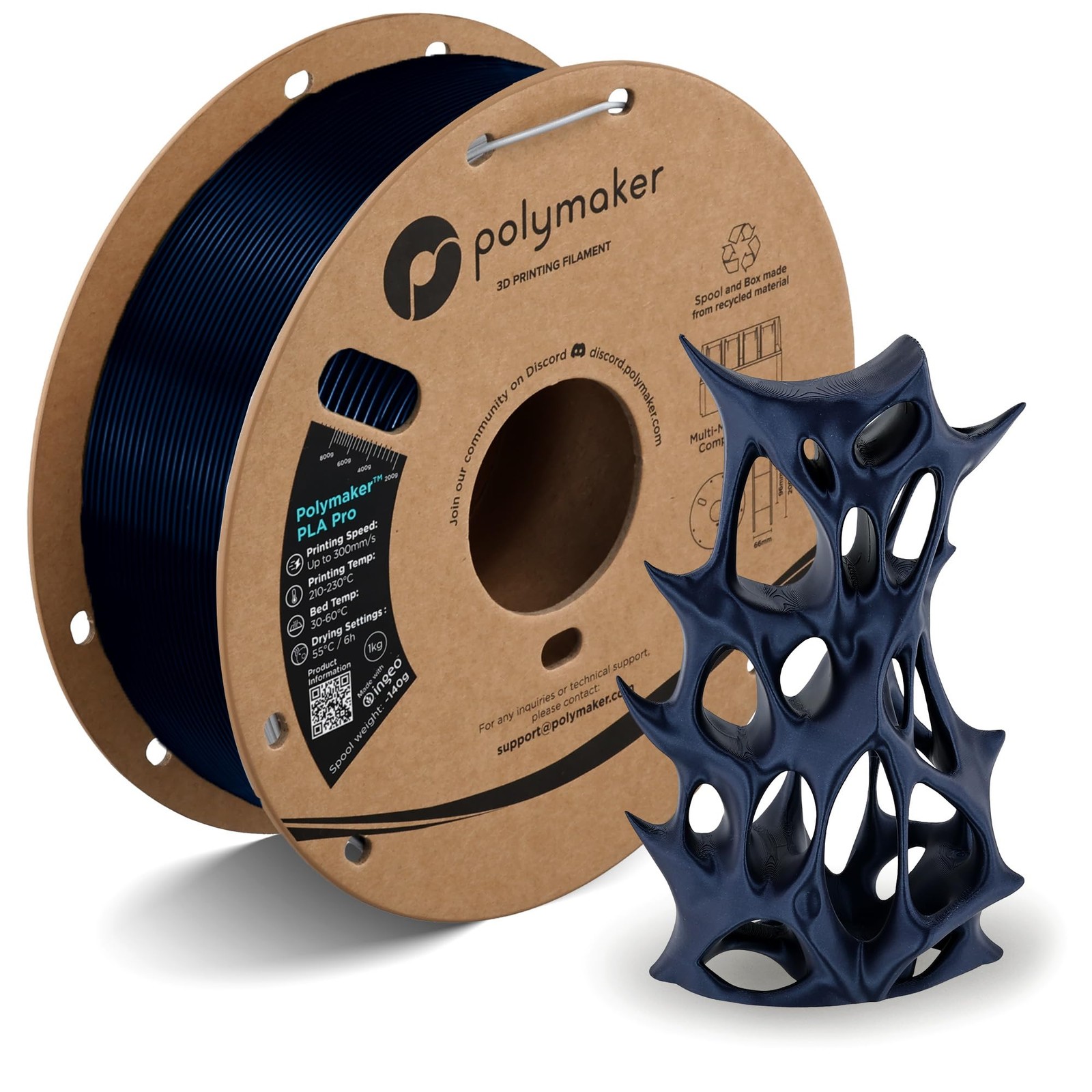 Polymaker PolyLite PLA Pro Filament 1.75mm 1KG Metallic Blue
