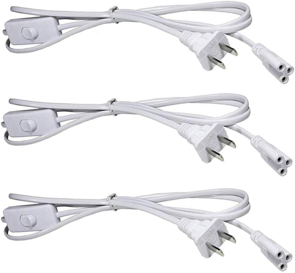 3-Pack 6FT T5 T8 LED Tube Extension Cable with On/Off Switch - Female Connectors