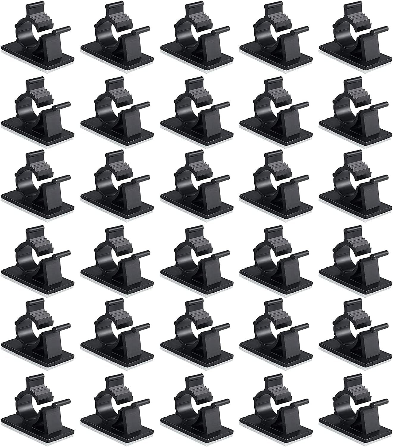 30 Pcs Black Clips Self Adhesive Backed Nylon Wire Adjustable Cable Clips