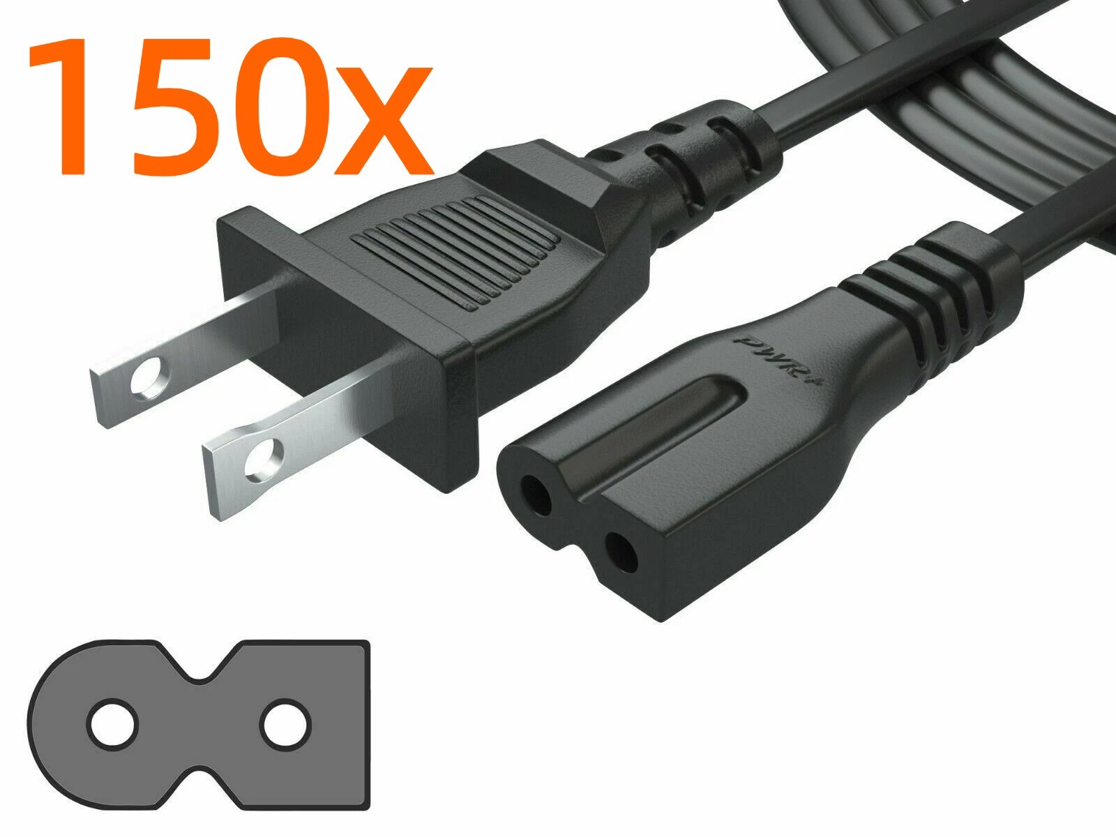 Lot (150) OPEN BOX US 2 Prong Pin 6ft Polarized Power Cord Cable