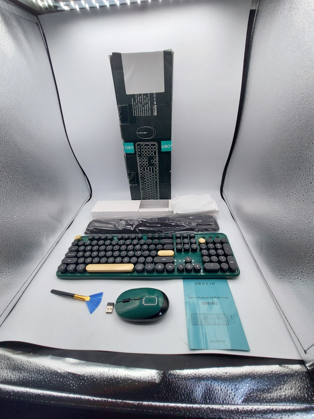 UBOTIE S801AG Wireless Keyboard & Mouse Combo USB Green/Black/Gold AB-2