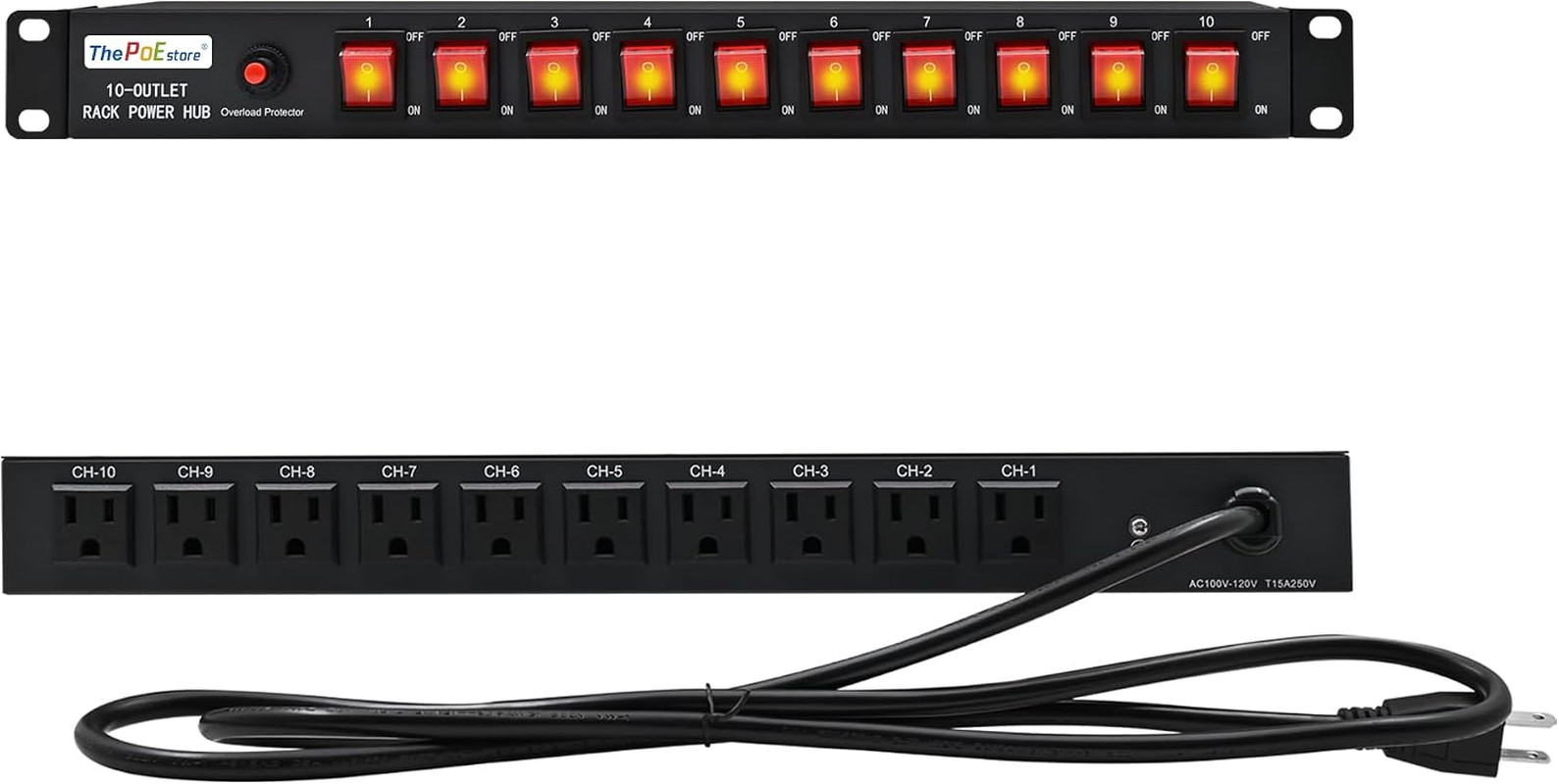 1U Horizontal PDU 19" Rack Mount Power Strip