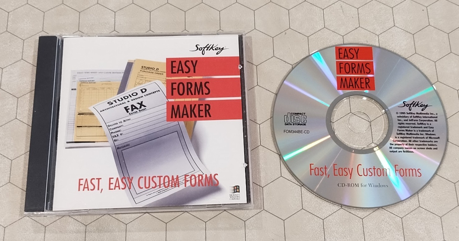 Easy Forms Maker CD-ROM, Softkey, Windows 3.1 PC, 1995
