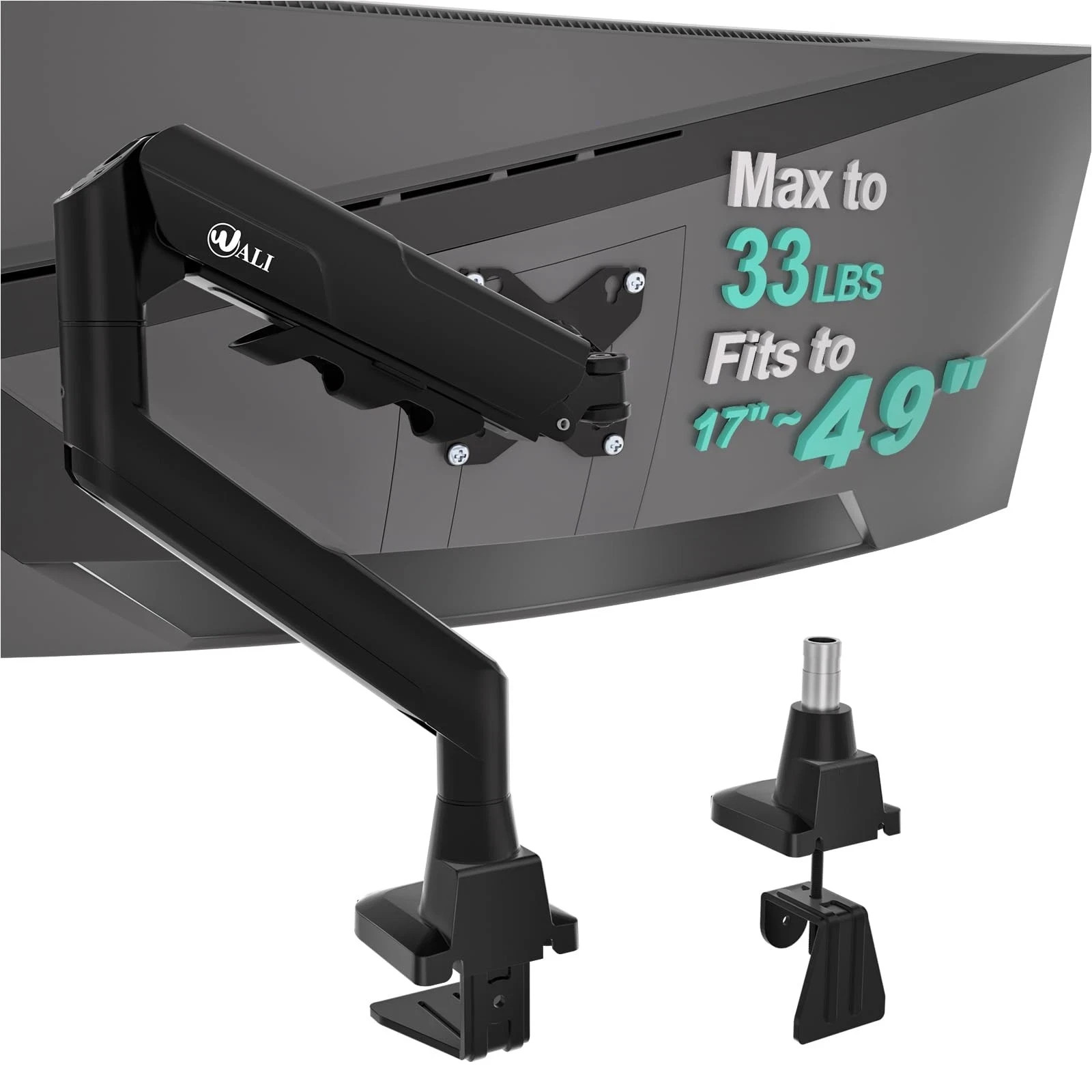 Heavy Duty Single Monitor Arm for 17-49 Inch Flat Curved Ultrawide Screens, u...
