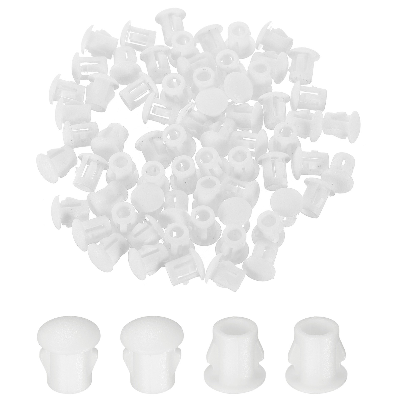 100-PackWhite Hole Plugs, 5mm / 0.2 Inch Plastic Hole Cover Panel Plugs